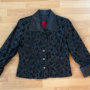 JS Collections Black Floral Satin Blazer